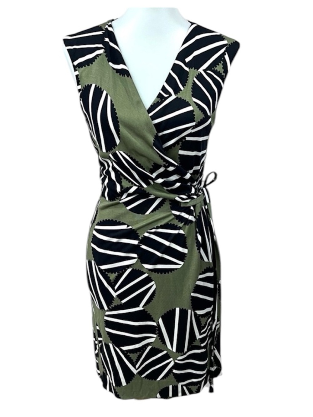 Diane Von Furstenburg Mod Geometric Print Sleeveless Wrap Dress